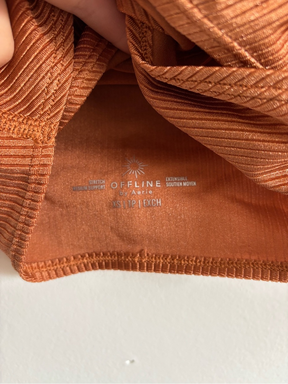 aerie Ribbed Twist-Front Crop Tank in Rust Orange - Picture 3 of 3